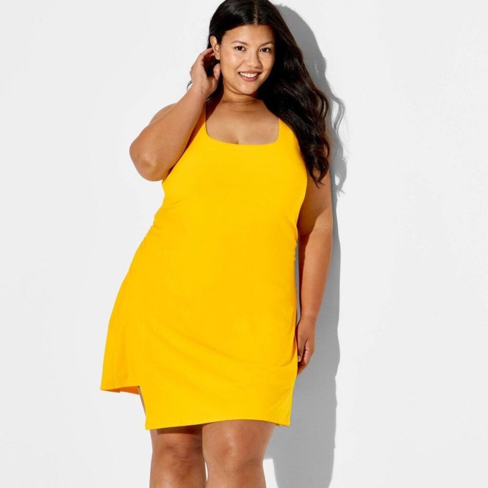Women's Washed Jersey Dress - JoyLab Yellow 1X
